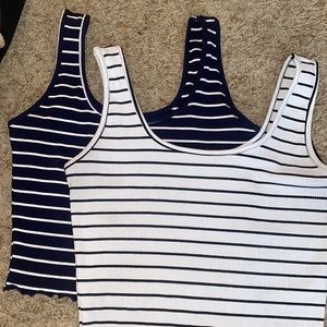 2pk striped CROPPED tanks